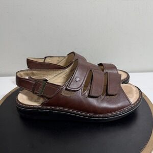 Finn Comfort Sylt Sandals Shoes Mens Size 10 US 43 EU Brown Leather Hook & Loop